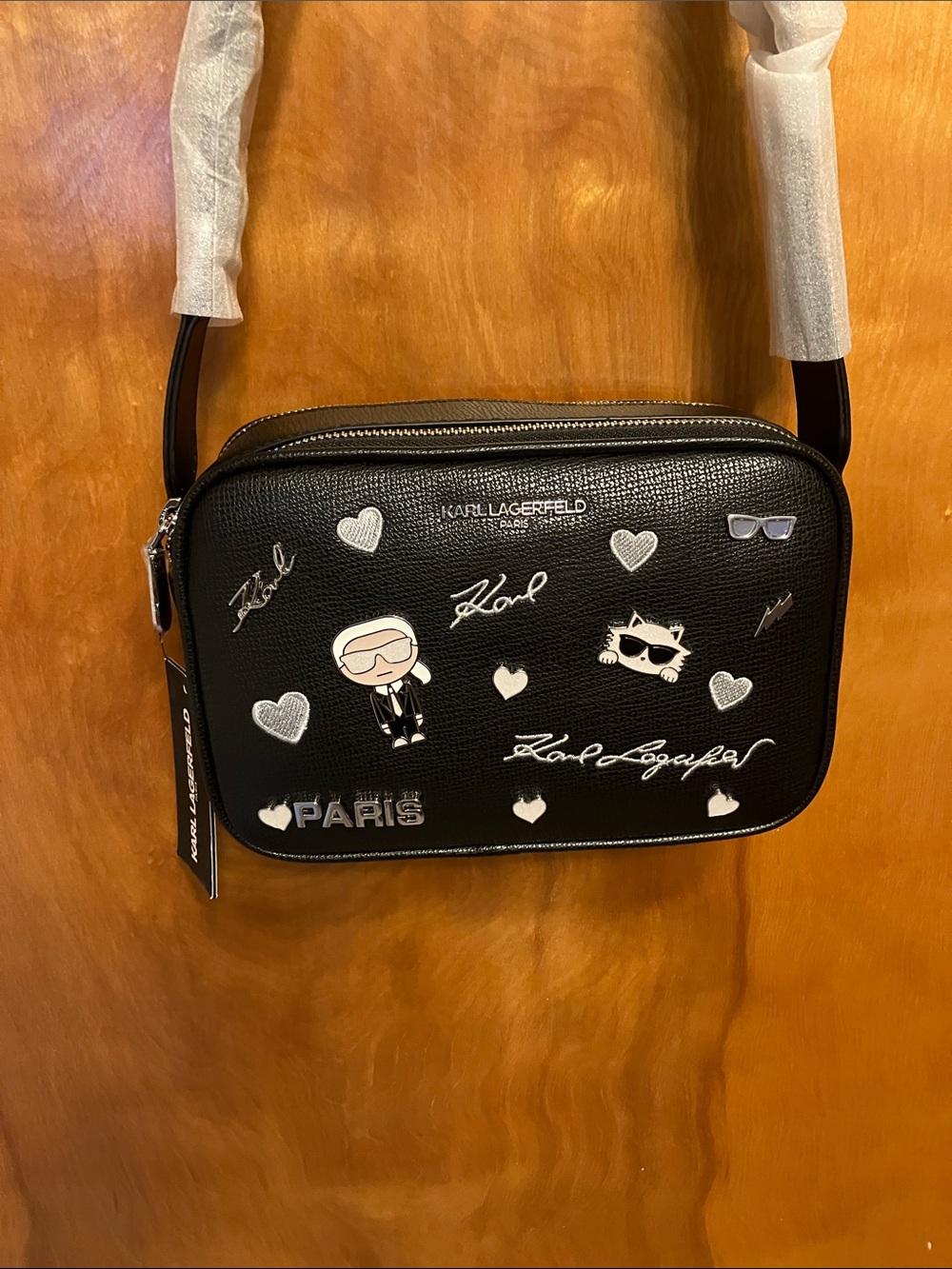 Karl Lagerfeld Black Camera Crossbody with Silver Hardware. GORGEOUS! BRAND NEW!